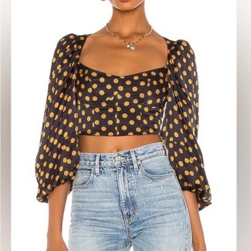 For Love & Lemons Polka Dot Balloon Sleeve Top - Picture 5 of 5